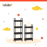 Ichiba Home 3 /4 Tier Trolley Rack Multifunction Storage Kitchen Rack With Plastic Tray and Wheels Home Office Shelves [1 Pcs]