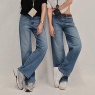 ยีนส์ Nammon Jeans NM39-NM391 กางเกงยีนส์ทรงกระบอกเอวกลาง รุ่น maya Blue baby jeans - ผ้าไม่ยืด