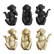 [whfashionkk] 3x Resin Monkey Figurine Nordic Monkey Statue for Bedroom Hotel Decoration