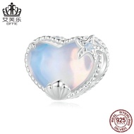 Heart-shaped Jewelry Loose Beads Ocean Pure Silver Avola Beads Original diy Heart-shaped s925Bracele