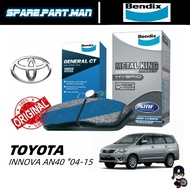Bendix Brake Pad - Toyota Innova 1st Gen AN40 TGN40 "04-15 Metal King / General CT Front
