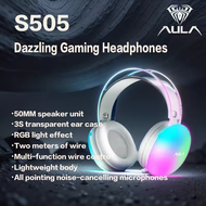 AULA S505 Earphones Electronic Sports Gaming Headphone Computer USB Wired Headset RGB Cold Light Eff