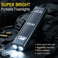Ultra Bright Solar Flashlight 900LM Type C Rechargeable 7 Light Modes Magnetic Portable Work Light