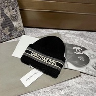 Chanel777 White Knitted Hat CC Embroidery Fashion Trend Unisex Spring Autumn Winter Style