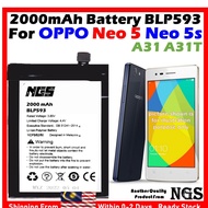 ORl NGS Brand 2000mAh Battery BLP593 Compatible For OPPO NEO 5 OPPO NEO 5s OPPO R1201 OPPO A31 OPPO 