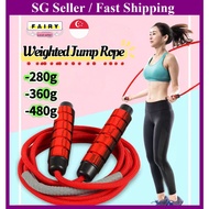 (SG Seller) Jump Rope Heavy Adjustable Weighted Skipping Jump Rope Ball-Bearing Adjustable Length Cr