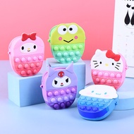 Sanrio Hello Kitty Pop Bag Push Fidget Toys Kuromi Bubble Stress Relief Wallet Purse Antistress Pop Soft Squishy Gifts For Girls