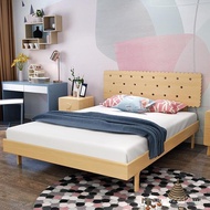 Solid Wood Simple Modern Single Bed Solid Biscuit Wooden Bed Children's Bed Children's Room Pine 1.2