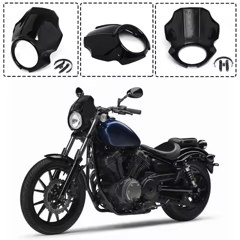 Motorcycle Vivid Black Front Cowl Headlight windshield Fairing Windscreen Covers For Yamaha XVS 950 