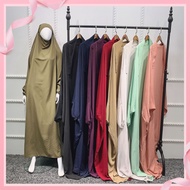 Muslimah Inelasticity Plain Telekung Full Cover Premium Travel Telekung Basic Sarung Jubah Free Size