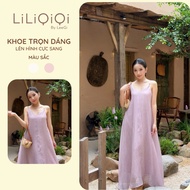 Luxury Women's Long Dress with 2 Flared Straps, Soft and Comfortable Wrinkle Silk LiLiQiQi By LeeGi 