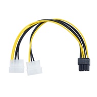 Dual 4 Pin Molex to ATX 8 Pin Video Card GPU Power Supply Cable 8.6'' 22cm