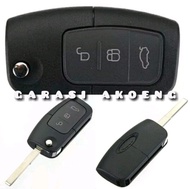 CASING Remote Kunci Lipat Ford Fiesta Focus Flip Key Tiga Tombol TANPA LOGO