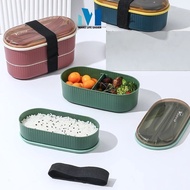 MK 3-in-1 Bento Lunch Box Wheat Straw Portable Food Container with Utensils for Children School