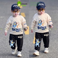 KIMCHIBABY Long Sleeve Set for Boys 190gsm High Quality Cotton Fabric with Bluey Pattern, Autumn and