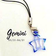 Handcraft Keychain Necklace Gemini Horoscope Astrology Zodiac Constellation Mobile Phone Charm Tags 