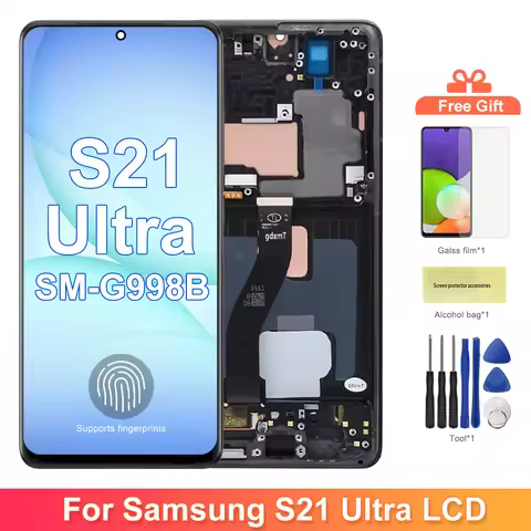 AMOLED S21 Ultra Screen Assembly for Samsung Galaxy S21 Ultra 5G G998B G998B/DS Lcd Display Touch Sc