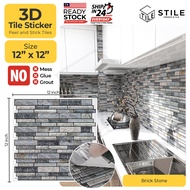 Brick Stone 3D Tiles Sticker Kitchen Bathroom Wall Tiles Sticker Self Adhesive Backsplash Clever Mosaic 12x12 inch 30x30cm Mosaic Self Adhesive Wallpaper Sticker PVC 3D Waterproof Oilproof Ceramic Tiles Stickers DIY Home Decor Kitchen Bathroom Toilet