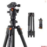 Ado)K&F CONCEPT 162cm/64.96in Portable Camera Tripod Stand Aluminum Alloy 8kg/17.6lbs Load Capacity 