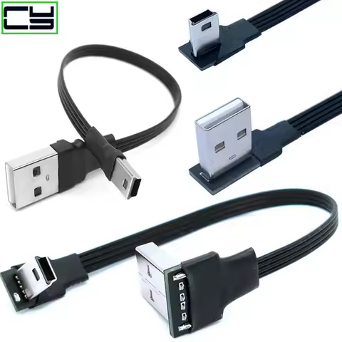 USB Data Cable A Male to Mini USB B 5Pin Male 90 Degree MP3/ Left / Right Angle Adapter Charge Sync 