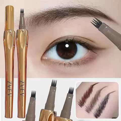 Ultra-fine 4 Point Gold Eyebrow Pen Liquid Wild Eyebrow Tattoo 4 Fork Lying Silkworm Brow Pen Easy T