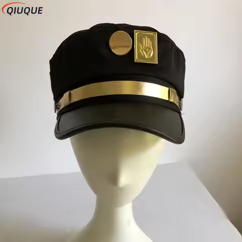 JOJO Cosplay Hat Jotaro Kujo Cosplay Hats Army Military Flatcap Badges Anime Around