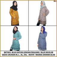 Blouse Batik Wanita, Blouse Katun Lengan Panjang, Blouse Muslim Batik