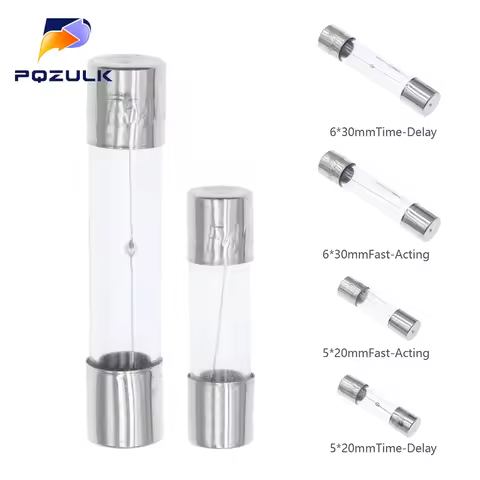 Slow Blow Glass Tube Fuse 5x20MM 6X30MM 0.5A 1A 2A 3A 4A 5A 6.3A 7A 8A 10A 12A 15A 20A 30A 25A 250V 