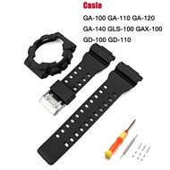 TPU Watch Strap with Case Set for Casio GA-100 GA-110 GA-120 GA-140 GLS-100 GAX-100 GD-100 GD-110 Wa