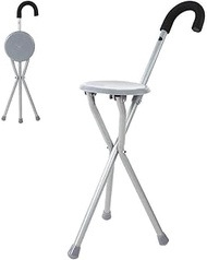 Travel Cane Chair, Metal Portable Folding Walking Stick Chair Seat Stool Crutches Fashionable