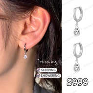 Miss.Ing · S999 Silver Waterdrop Zirconia Hoop Earring · Hypoallergenic Sterling Silver Earrings · E