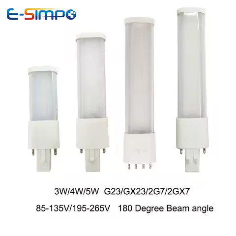 2pcs 3W 4W 5W G23/GX23 CFL PL LED PL-S Replacement Bulb Lamp Desk Reading Spotlight Horizontal Plug 