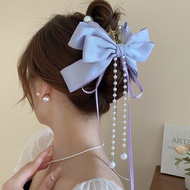 Bow Hair Accessories Retro Love Pearl Tassel Hair Clip Female 2025 New Style Back Headdress WC3F