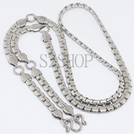 s2shop สร้อยคอสแตนเลสแท้ สร้อยคอพระ ลายตัวเอส ห้อยพระได้ 5 องค์ ความกว้าง 6 มม.ความยาว 28 นิ้วNo.544