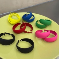 Green Hong Kong Style Influencer No Pierced Ear Clip Blue Retro Klein Candy Color Big Earrings Europ