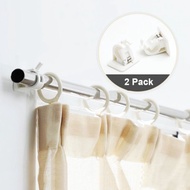 2Pcs Self-Adhesive Hooks Wall Mounted Curtain Rod Bracket Shower Curtain Rod Fixed Clip Hanging Rack