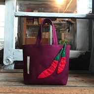 紅辣椒手提袋/紫紅底