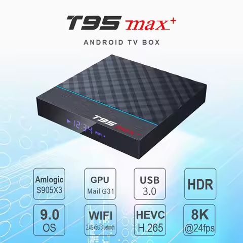 T95 MAX Plus Smart TV Box Android 9.0 Amlogic S905X3 4GB 64GB Wifi USB3.0 1080P H.265 8K 60fps Media