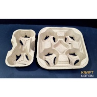 [Wholesale] 2 or 4 Cup Paper Tray/ Carrier/ Moulded Pulp Cup Tray / Drink Tray / Disposable Cup Tray