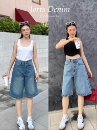 [พร้อมส่ง] Babarry Style - Jorts Denim กางเกงยีนส์ 5 ส่วน ยาวคลุมเข่า