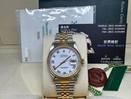 Rolex Datejust 36mm 金鋼白面羅馬 K series 行貨 16233