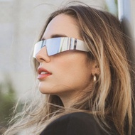 Women Rimless Wrap Around Sunglasses Fashion Shades