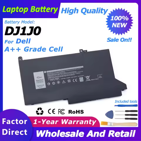 DJ1J0 New 42Wh Battery for DELL Latitude 12 7000 7280 series 7280-K8X0T 7480 451-BBZL laptop battery