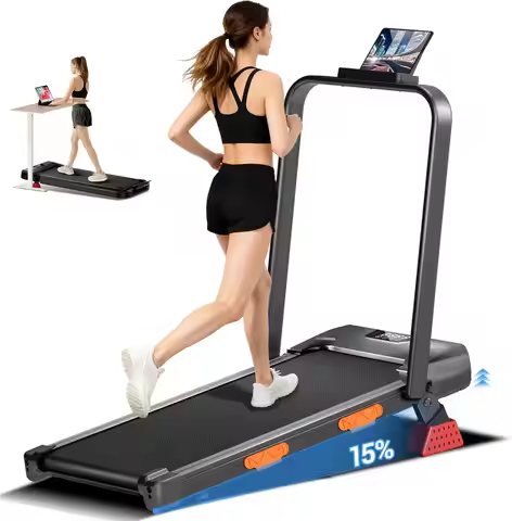 Foldable 3In1 Treadmill 300Lbs Capacity 15Percent Incline Quiet Brushless 25HP Under Desk Walking Pa