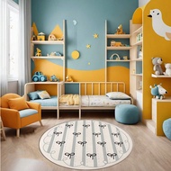 1pc French Romantic Round Carpet, Bowknot Round Carpet, Fresh Blue And White Round Carpet, Suitable