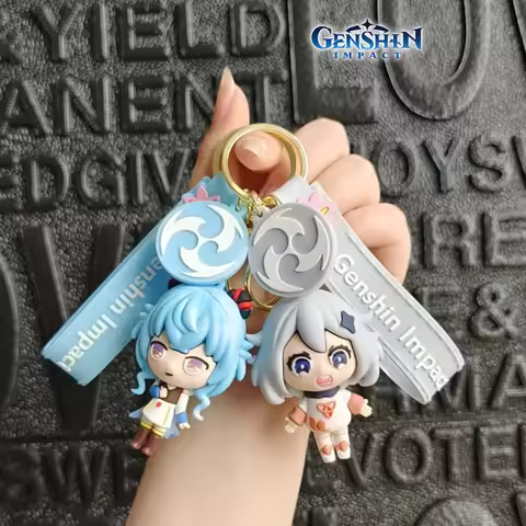 Genshin Impact Anime Merch Keychain Paimon Aether Lumine Zhongli HuTao Venti Key Bag Decorative Pend