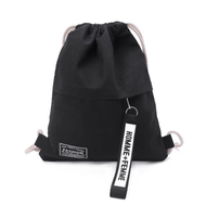 Ready Stock Canvas Drawstring Backpack Fashion School Gym Drawstring Bag Casual String Knapsack Scho