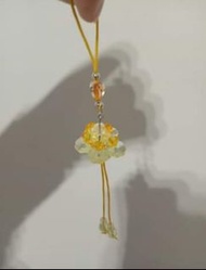 仿真黃水晶蓮花造型串珠吊飾