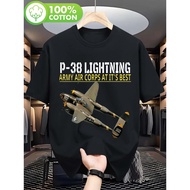 Men'S Vintage P-38 Lightning Air Corps Aviation Graphic T-Shirt | Military Aircraft Design with P-38