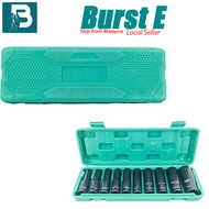 Burst E 10 pcs 1/2 Inch Long Impact Socket black Deep Box Socket Wrench Set Tool